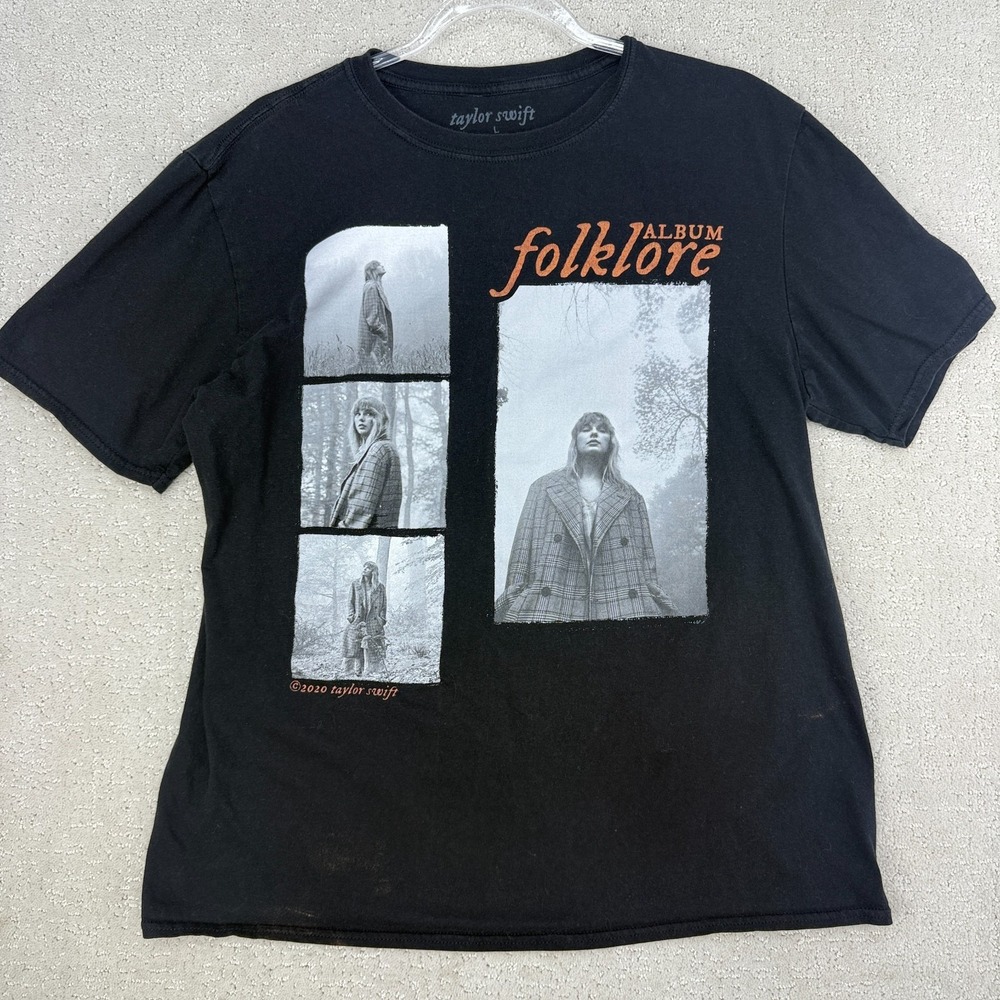 Taylor Swift Folklore Album T-Shirt Black "In The Trees" Official Size L - Picture 2 of 10